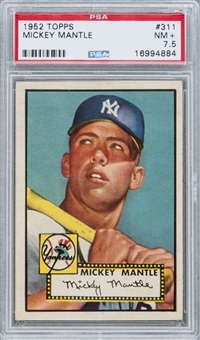 1952 Topps #311 Mickey Mantle Rookie Card - PSA NM+ 7.5